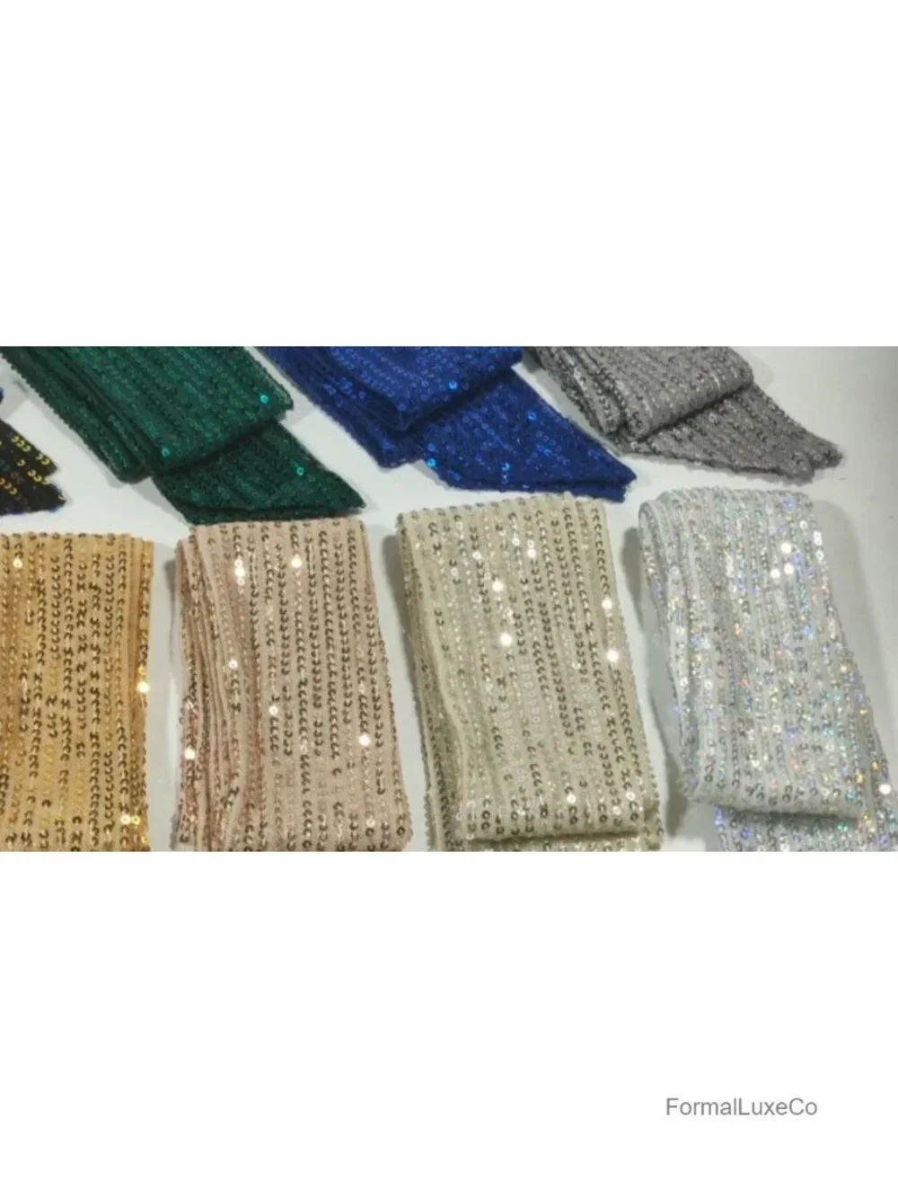 Sequins Skinny Scarf - Versatile Necktie, Headband, Waist Sash, Bag Decor